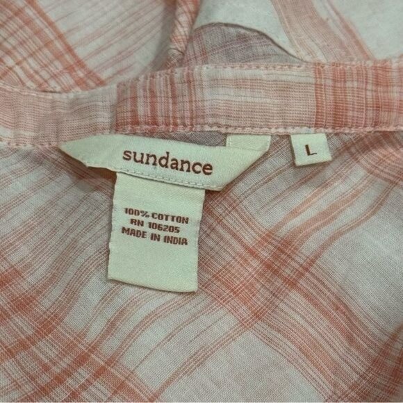 Sundance Plaid Three Quarter Sleeve Tunic Blouse Peasant Cottagecore Boho L - Picture 8 of 10